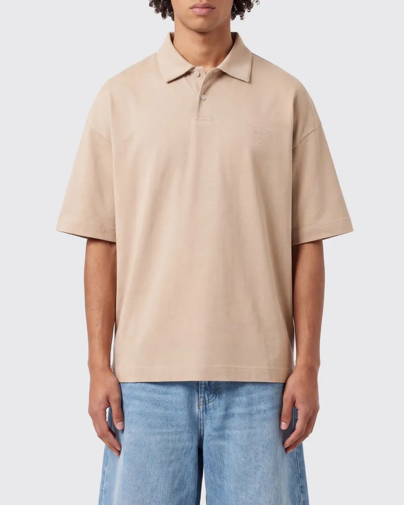 Vision Of Super Kurzärmeliges Poloshirt aus Baumwolle mit Zwei-Knopfleiste Beige