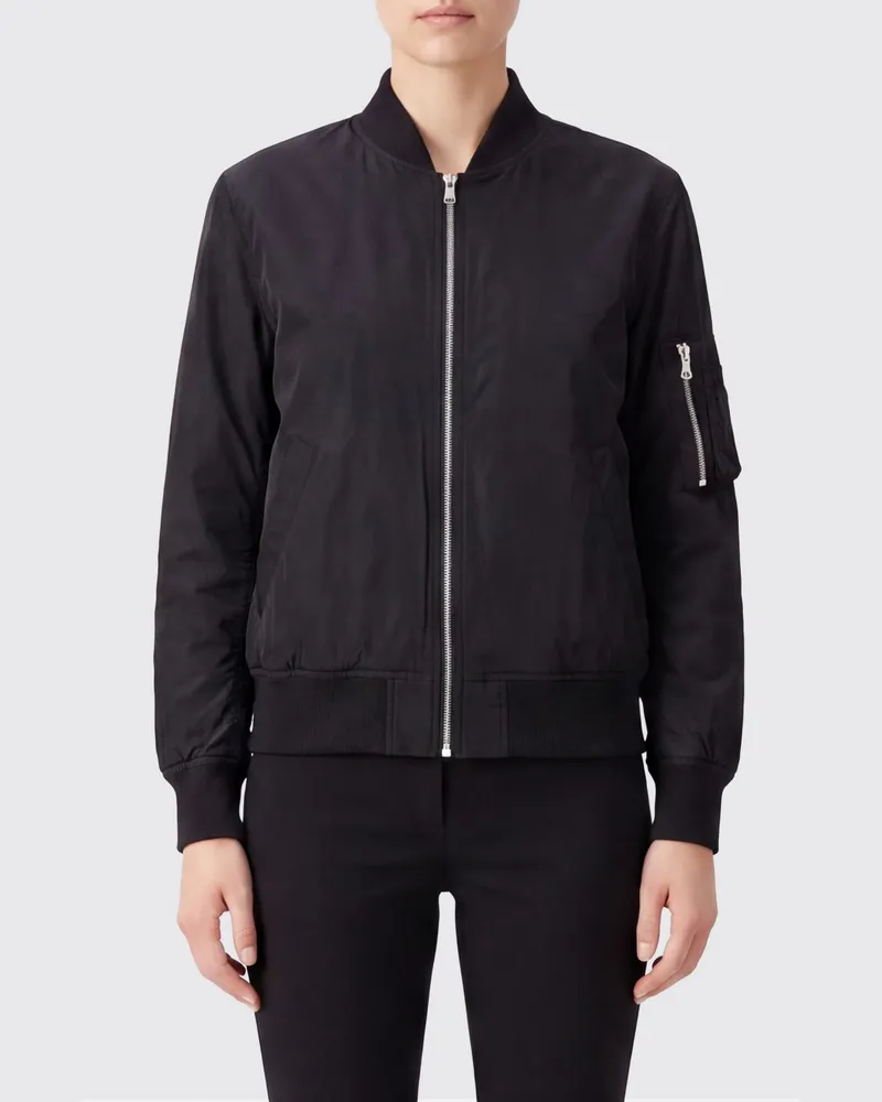 Semicouture Kurze Bomberjacke aus technischem Gewebe mit Leistentaschen Schwarz