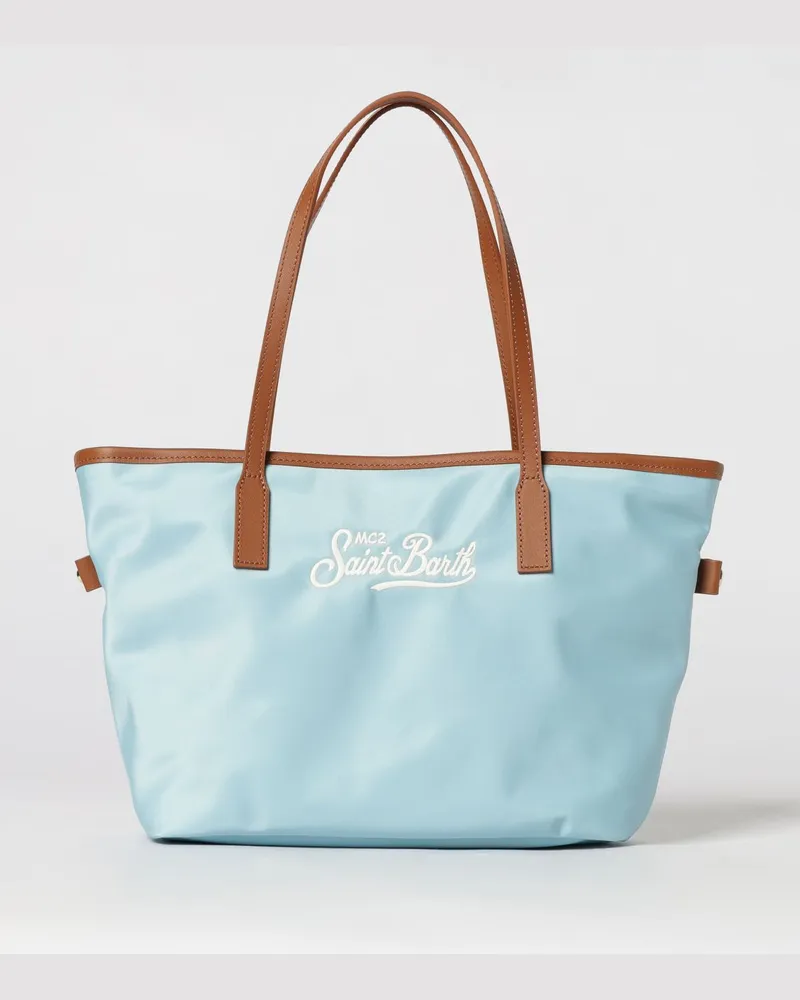 MC2 Saint Barth Nylontasche mit gesticktem Logo Hellblau