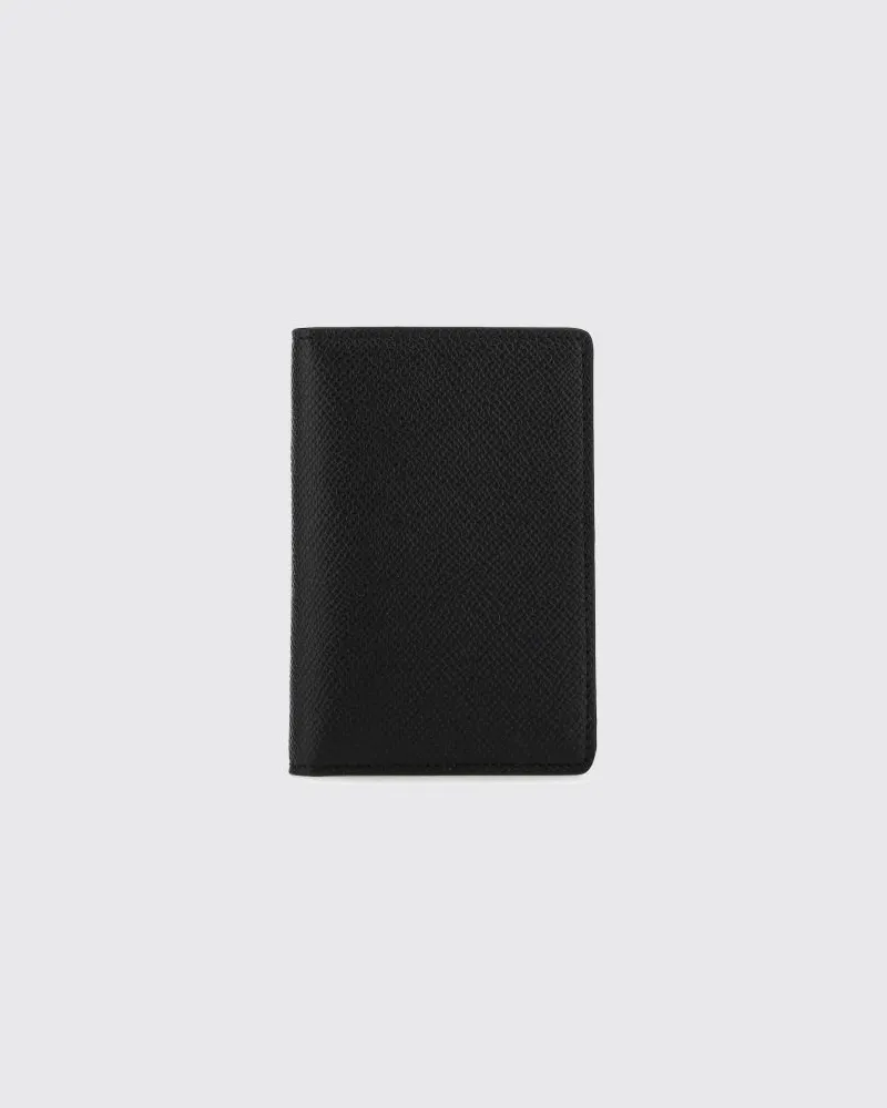 Maison Margiela Bifold-Kartenetui aus genarbtem Kalbsleder mit Four Stitches Schwarz