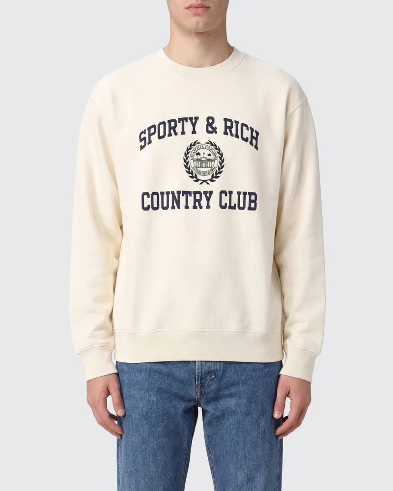 SPORTY & RICH SPORTY  RICH Sweatshirt Sporty & Rich aus Baumwolle mit Kontrast-Logo und lockerer Passform Ecru