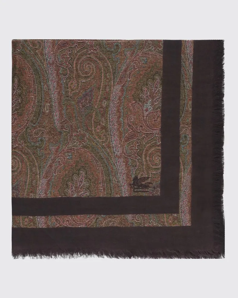 Etro Quadratischer Schal aus Kaschmirmischung mit Paisley-Print Burgunderrot