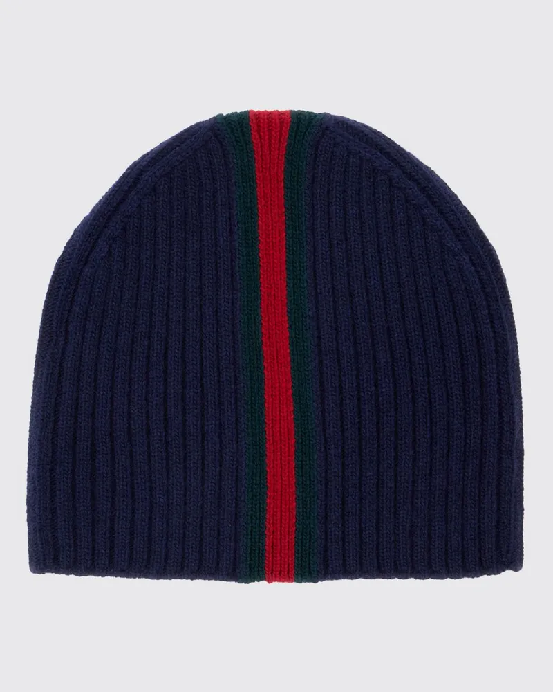 Gucci Gestreifte Jungen-Beanie aus Wolle mit Web-Detail Blau