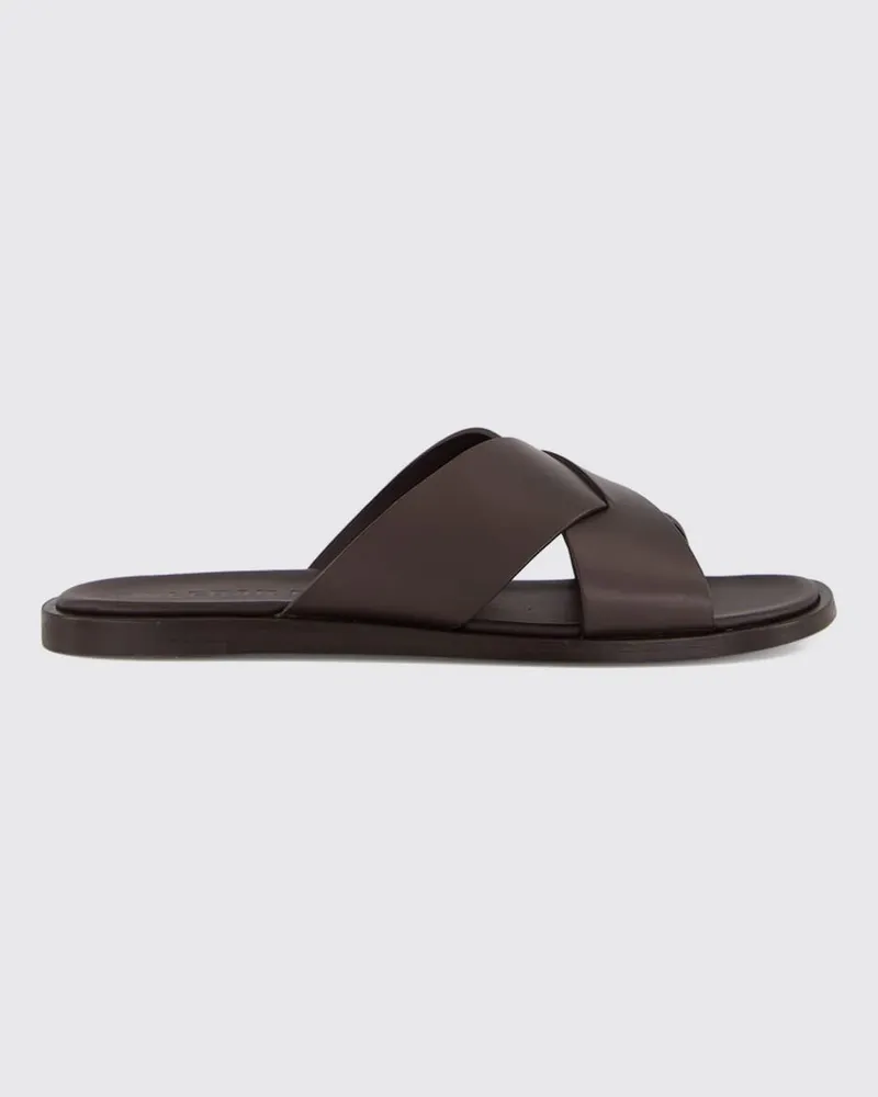 Orlebar Brown Slide-Sandalen aus Glattleder mit Ledersohle Braun