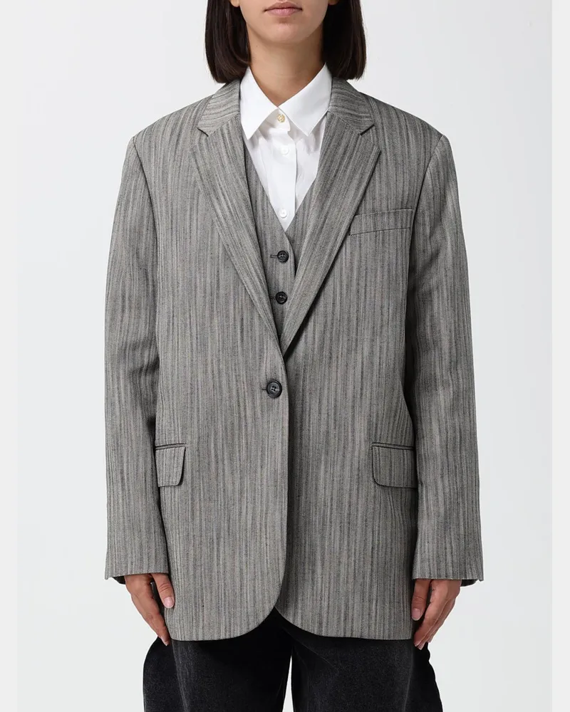 Paul Smith Relaxed-Fit Blazer aus gestreifter Viskose mit Oversize-Schultern Grau