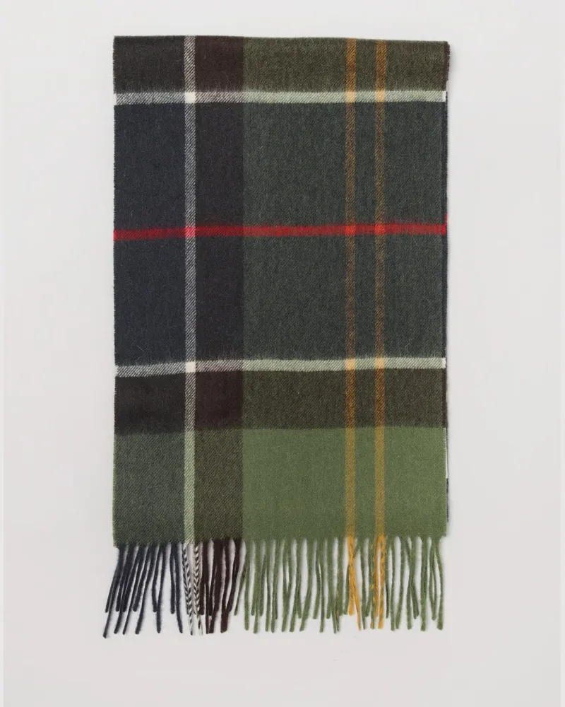 Barbour Tartan-Schal aus Kaschmirmischung mit Fransenrändern Grün