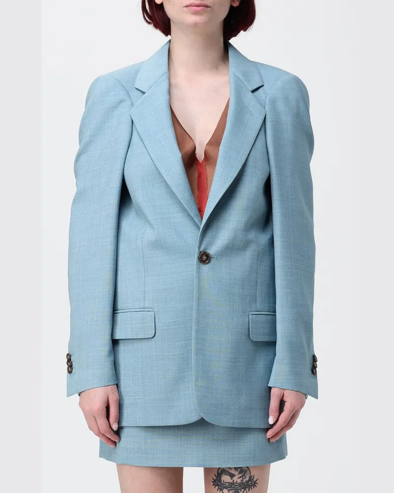 Maison Margiela Einreihiger Blazer aus Schurwolle Blau