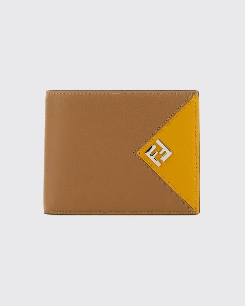 Fendi Horizontale Geldbörse Lui für Herren aus Leder mit FF-Monogramm Gelb