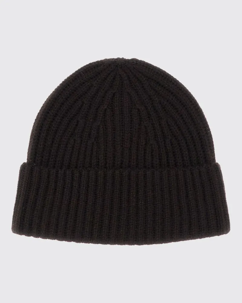 Lisa Yang Gerippte Beanie-Mütze von aus 100% Kaschmir mit Umschlag Braun