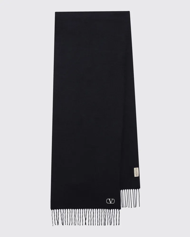 Valentino Garavani VLogo Signature Schal aus reinem Kaschmir mit gesticktem Logo Navy