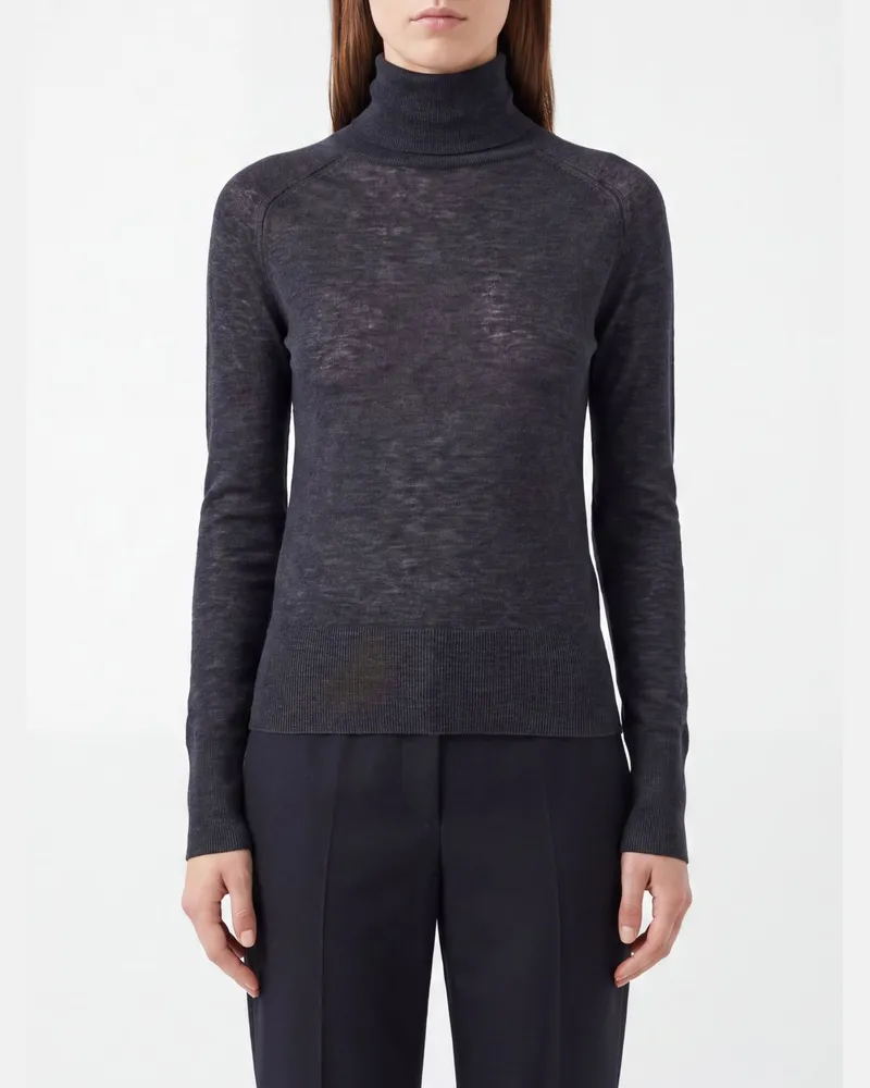 Joseph Schmal geschnittener Rollkragenpullover aus 100% Kaschmir mit Rippenstrick Schwarz