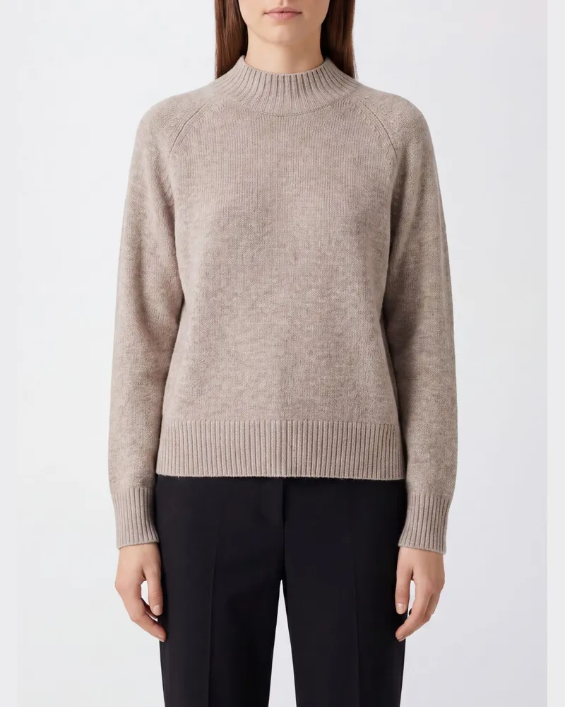 ALLUDE Langärmeliger Slim-Fit-Pullover aus Kaschmir mit Stehkragen Grau