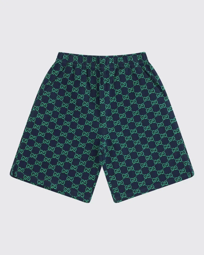 Gucci Piqué-Shorts aus Baumwolle mit Monogramm-Print von Navy