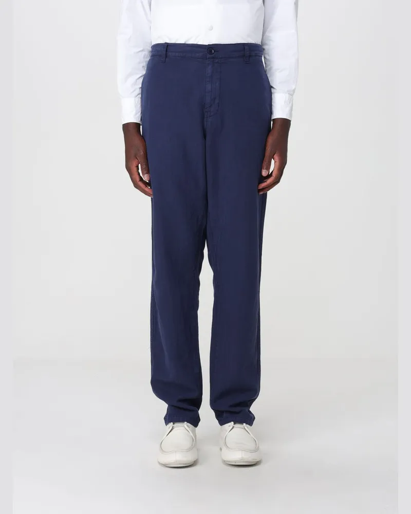 ASPESI Chino-Hose aus Leinenmischung mit mittlerem Bund und regulärer Passform Blau