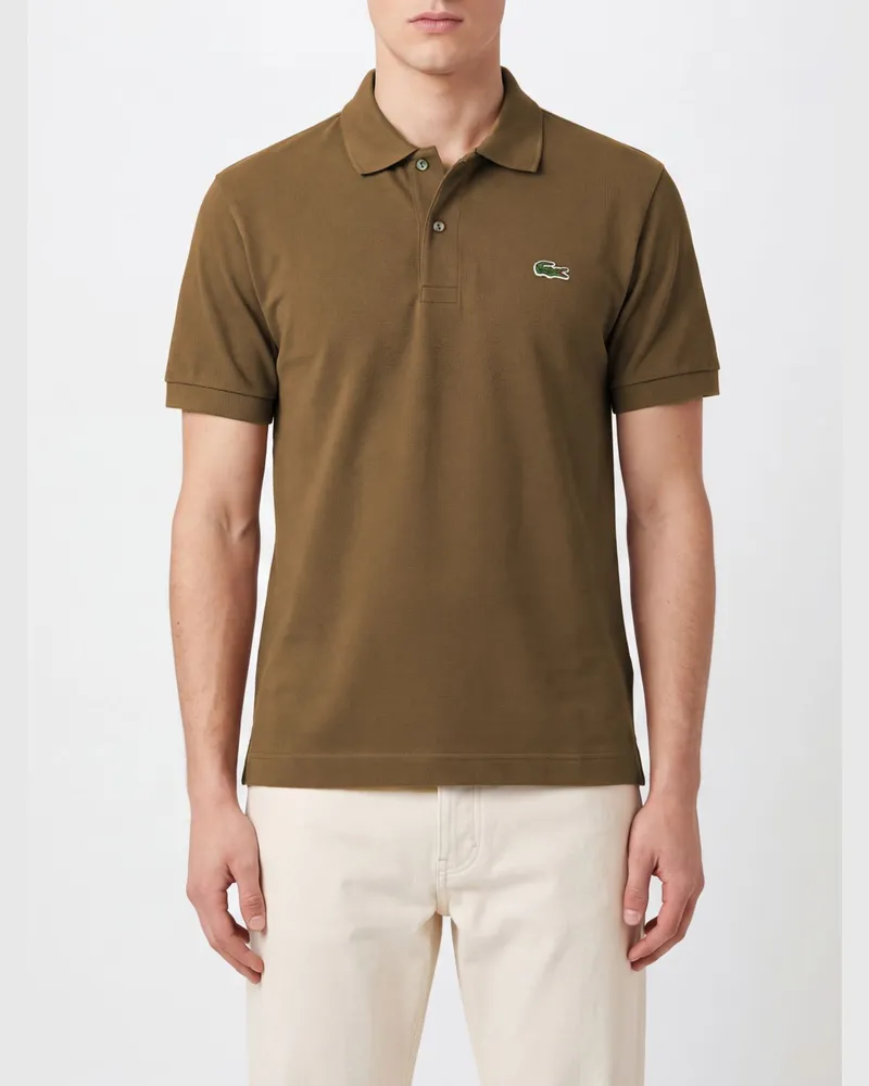 Lacoste Klassisches kurzärmeliges Baumwoll-Poloshirt von mit Logo-Patch Burnt
