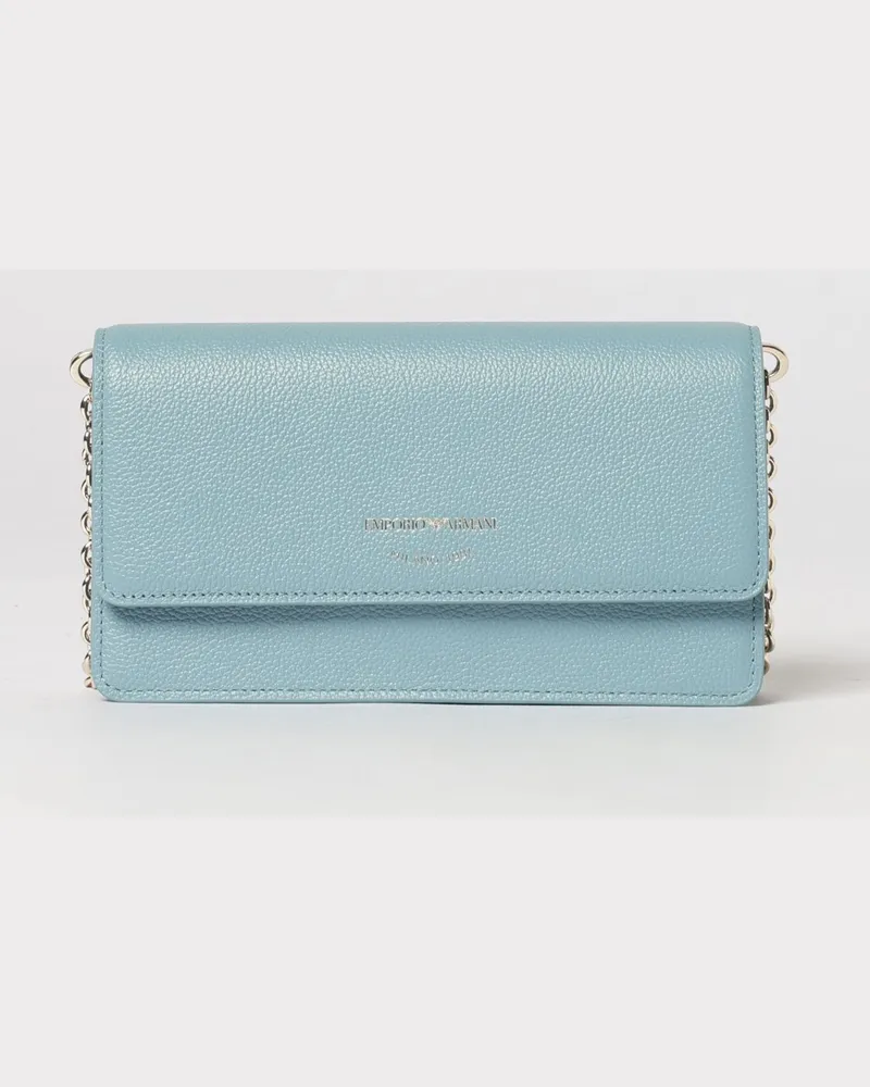 Emporio Armani Genarbte Ledertasche Hellblau