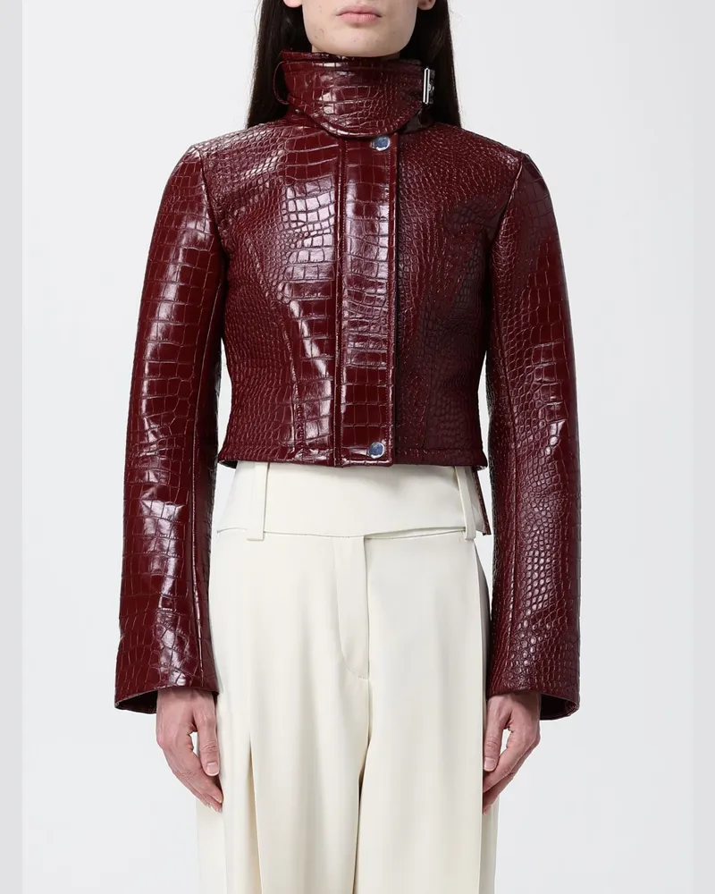 SPORTMAX Jacke aus Kunstleder mit Krokoprint Rot