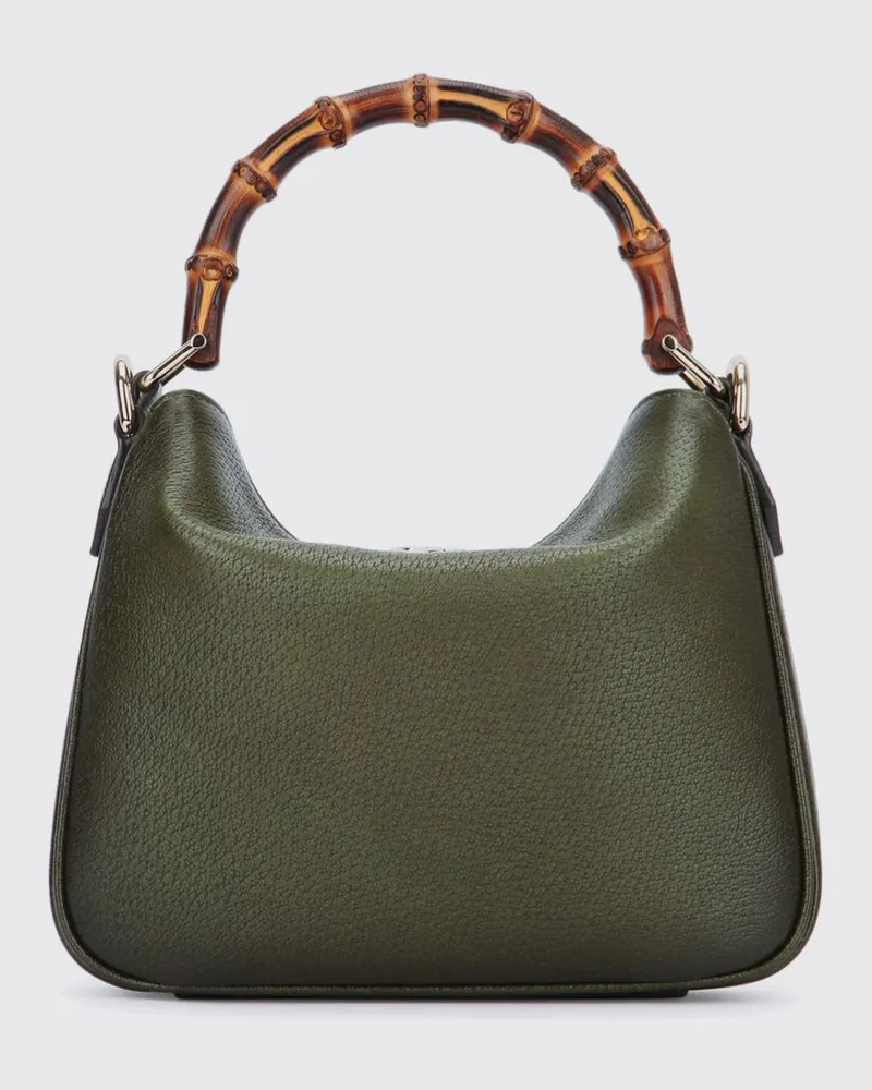 Gucci Diana Mini-Tasche von aus genarbtem Leder mit Bambusgriff und GG-Logo Grün