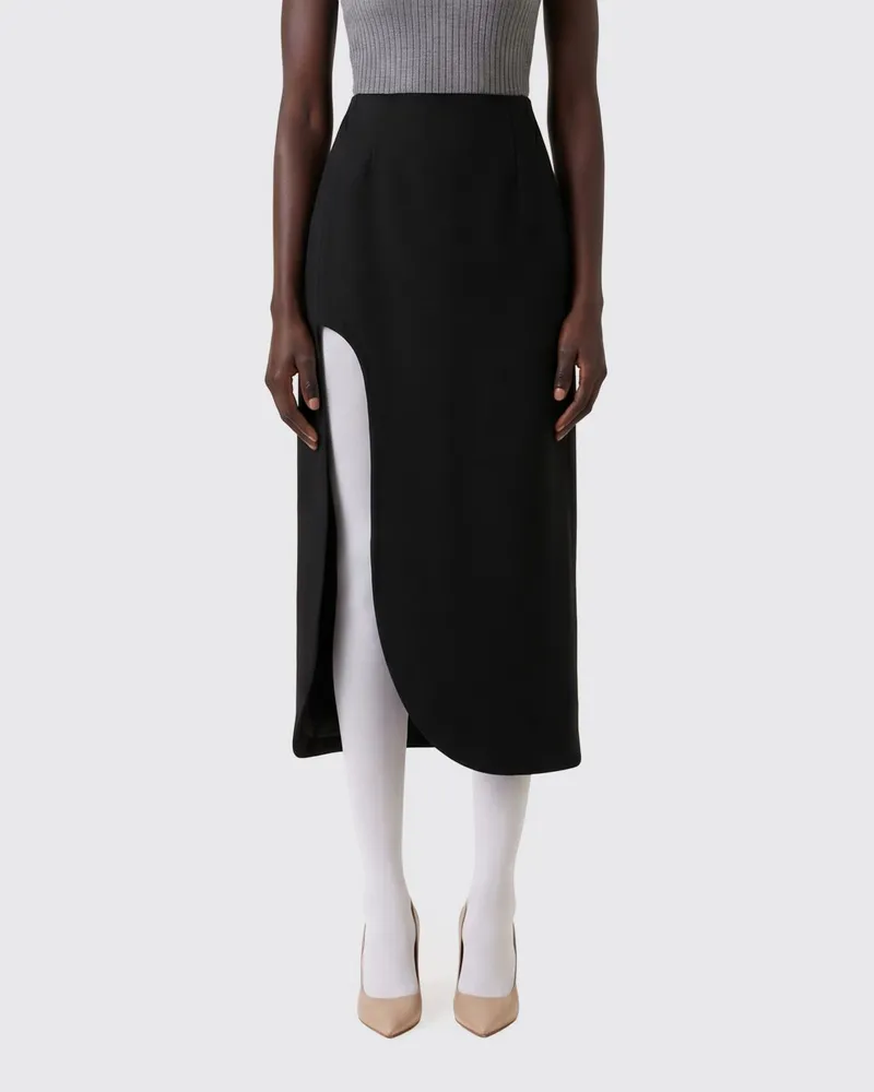 Jil Sander Hochtaillierter asymmetrischer Midi-Rock aus Schurwolle mit schmaler Passform Schwarz