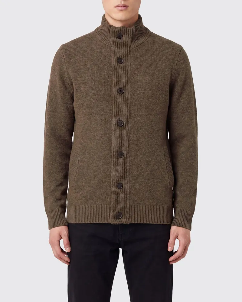 Barbour Hochgeschlossener Cardigan aus reiner Wolle mit Knopfverschluss Grau