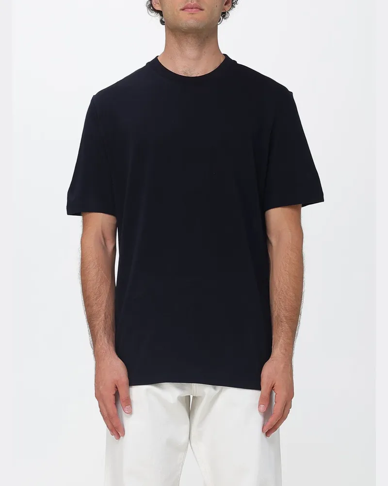 Paul Smith Kurzarm-T-Shirt aus feiner Wolle mit Rundhalsausschnitt Navy