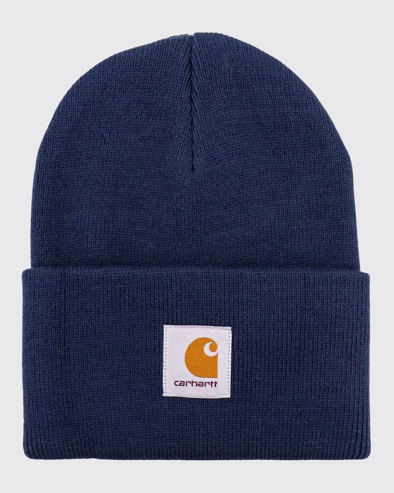 Carhartt WIP Acryl-Beanie mit gesticktem Logo und Umschlag Blau