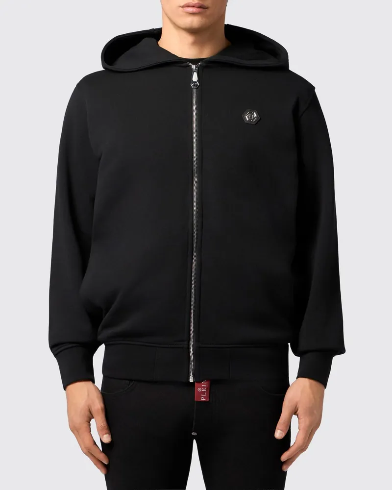 Philipp Plein Baumwoll Hoodie mit Reißverschluss Schwarz