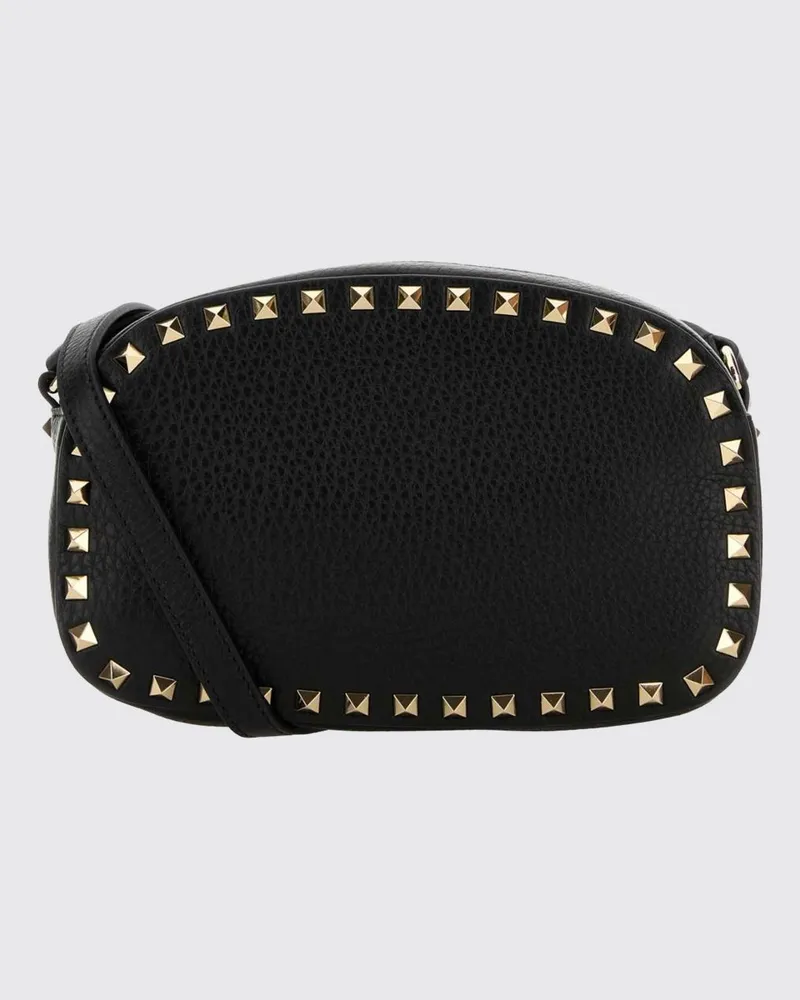 Valentino Garavani Bestickte Rockstud Mini-Crossbody-Tasche aus Kalbsleder Schwarz
