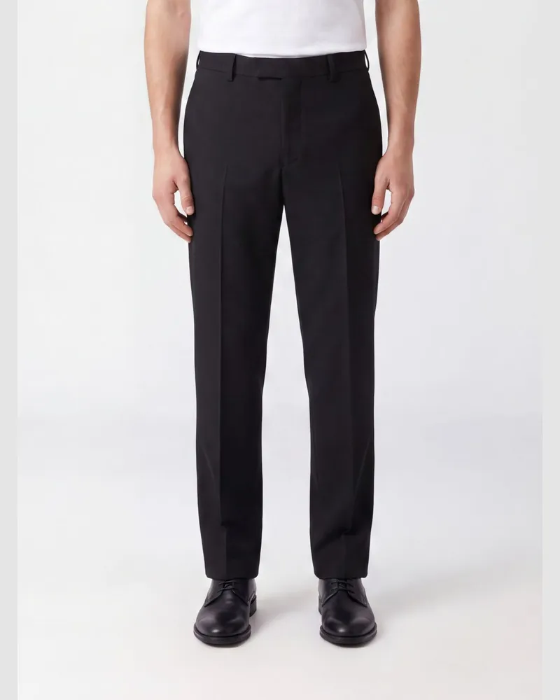 PT TORINO Slim-Fit Schneiderhose von aus Schurwolle und Baumwolle mit versetztem Verschluss Schwarz