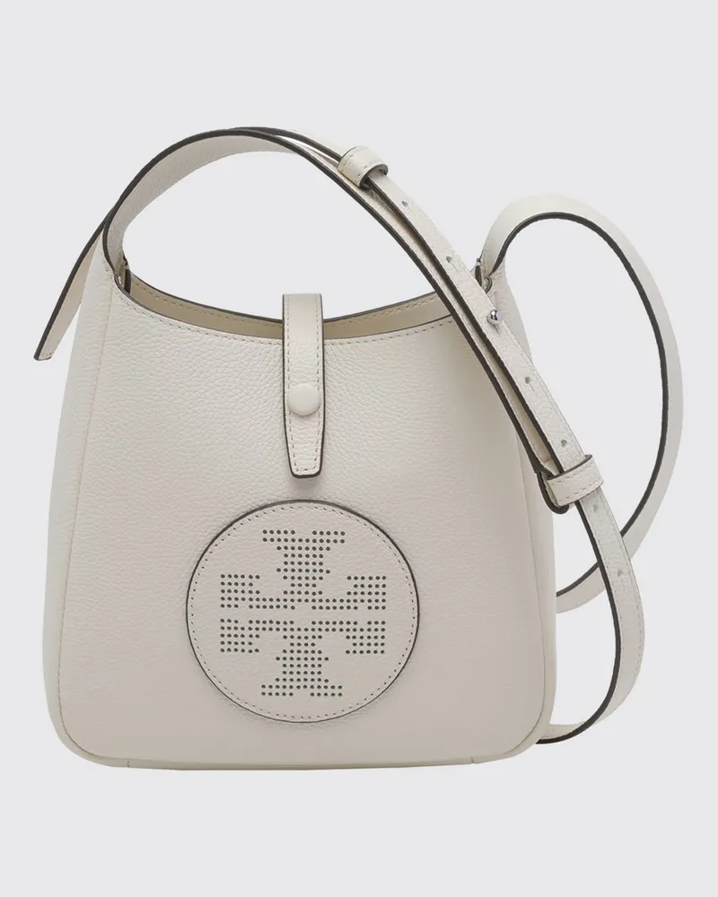 Tory Burch Miller Swing Schultertasche aus Kalbsleder mit Double T-Logo Beige
