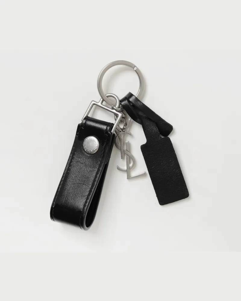 Saint Laurent Leder-Schlüsselanhänger Schwarz