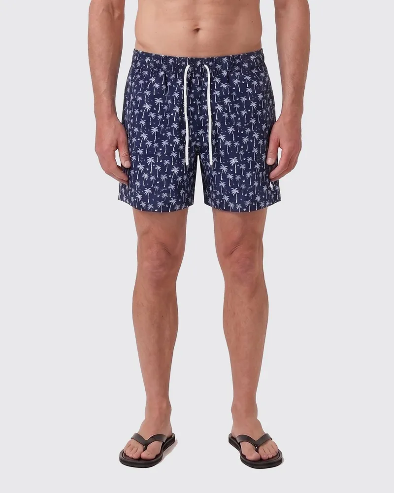 Ralph Lauren Bedruckte Boxer-Badehose Blau