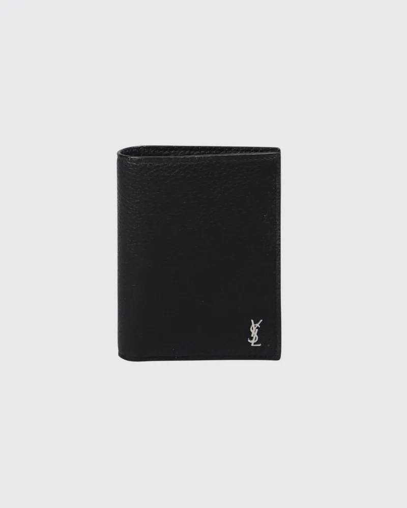 Saint Laurent Cassandre Bifold-Brieftasche aus Kalbsleder mit YSL-Logo Schwarz