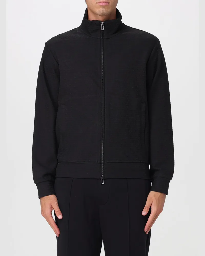 Emporio Armani Jersey Sweatshirt mit Reißverschluss Schwarz