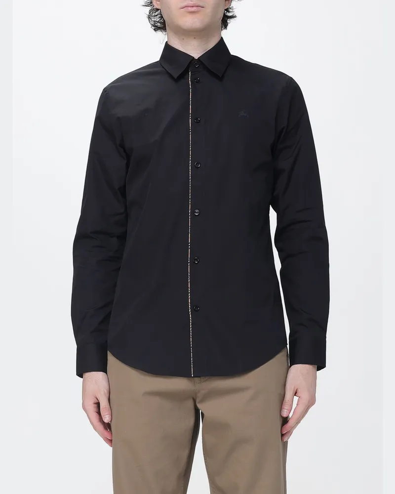 Burberry Slim-Fit-Hemd aus Baumwolle mit französischem Kragen und EKD-Logo Schwarz
