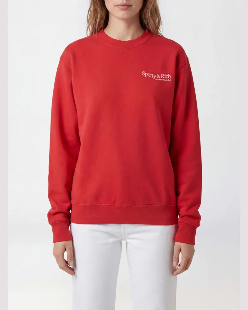 SPORTY & RICH SPORTY  RICH Modern Rundhals-Sweatshirt aus Baumwolle Sporty & Rich mit Logo-Print Rot
