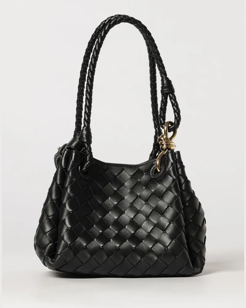 Bottega Veneta Parachute Tote-Bag aus Intrecciato-Leder mit Knot-Charm Schwarz