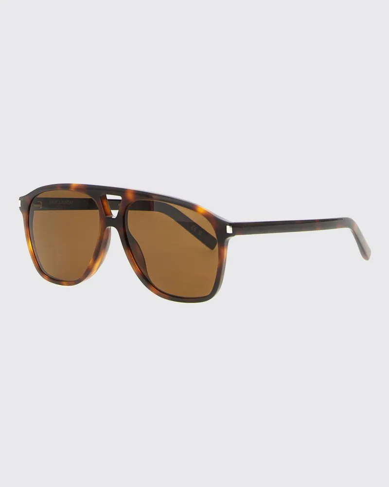 Saint Laurent Piloten-Sonnenbrille aus Schildpatt-Acetat mit Doppelsteg Braun