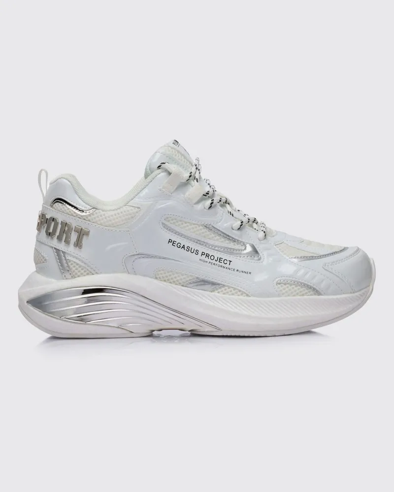Philipp Plein Pegasus Project Sneakers aus Mesh und Lackleder Weiß
