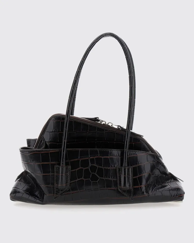 ATTICO Kleine Schultertasche La Passeggiata von aus Leder in Kroko-Optik Kaffee