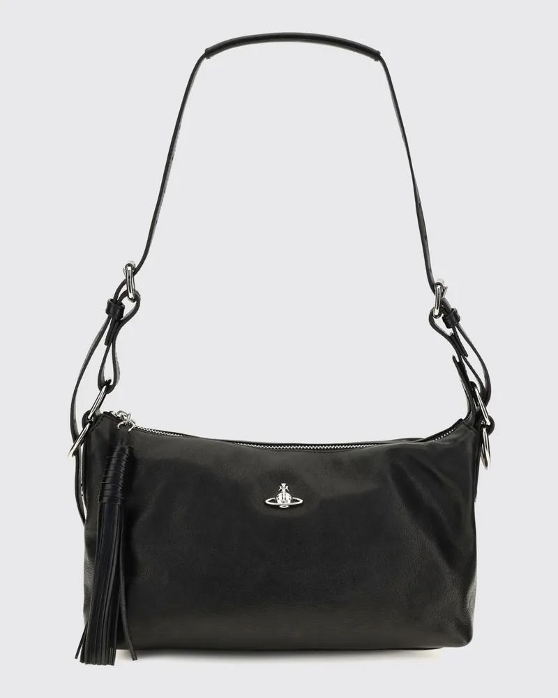 Vivienne Westwood Emma Schultertasche aus Schafleder mit Orb-Logo Schwarz