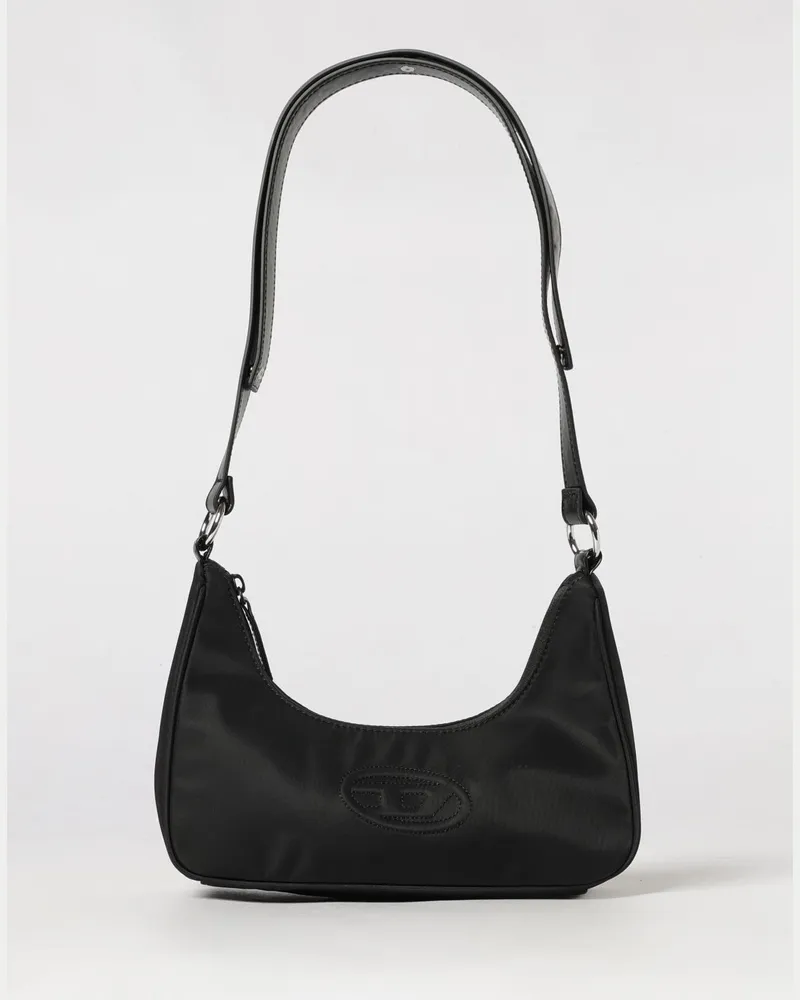Diesel Mini-Schultertasche für Jungen aus Nylon mit Oval D Monogramm-Logo Schwarz