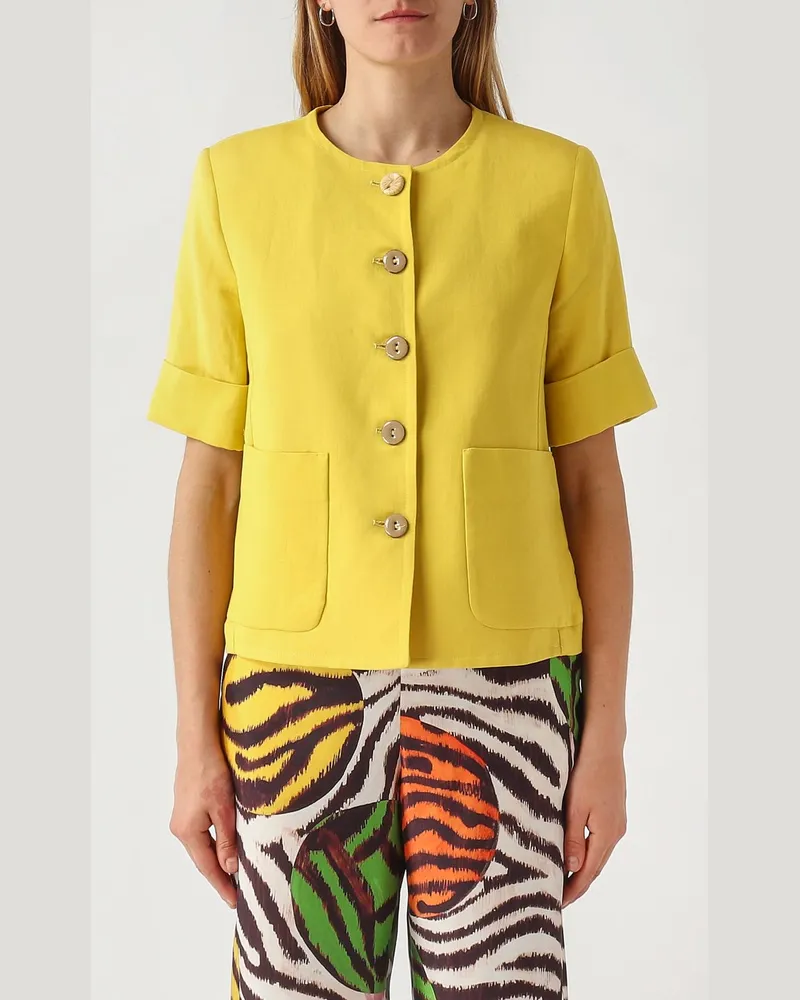 Maliparmi Jacke aus Leinenmischung Gelb