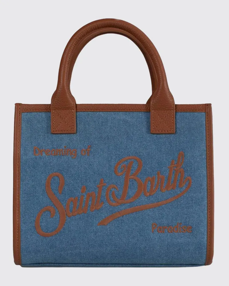 MC2 Saint Barth Vanity Handtasche aus Baumwolltwill mit gesticktem Logo Denim