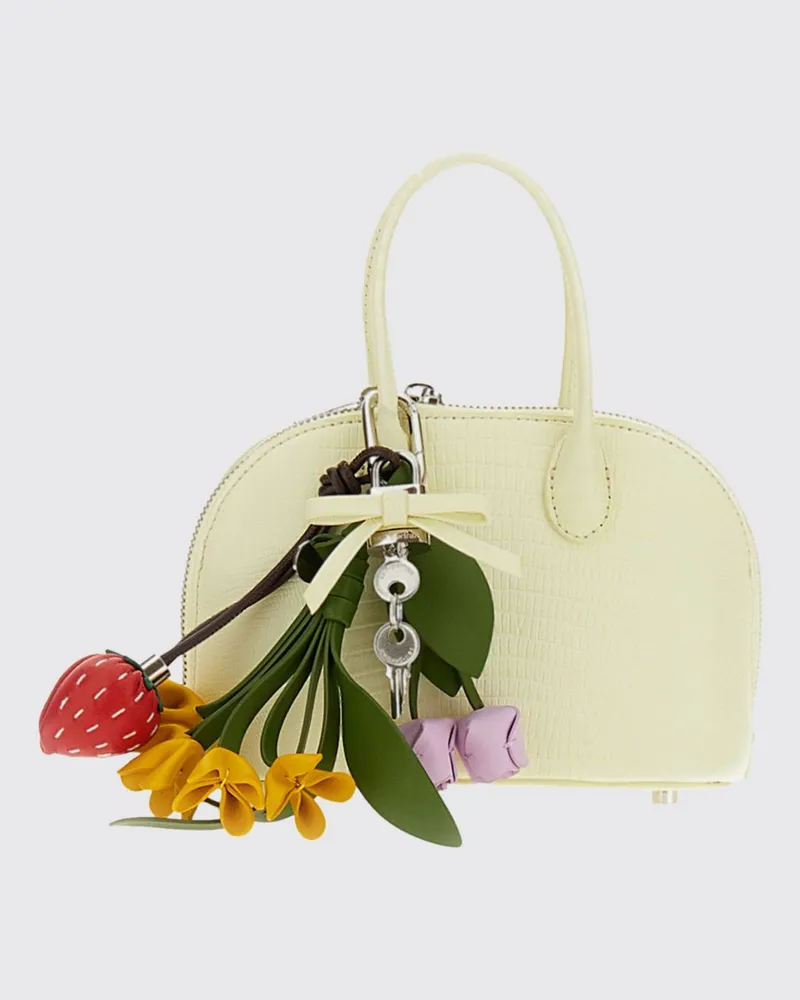 Self-Portrait Mini-Handtasche aus Leder mit Python-Print und Schultergurt Gelb