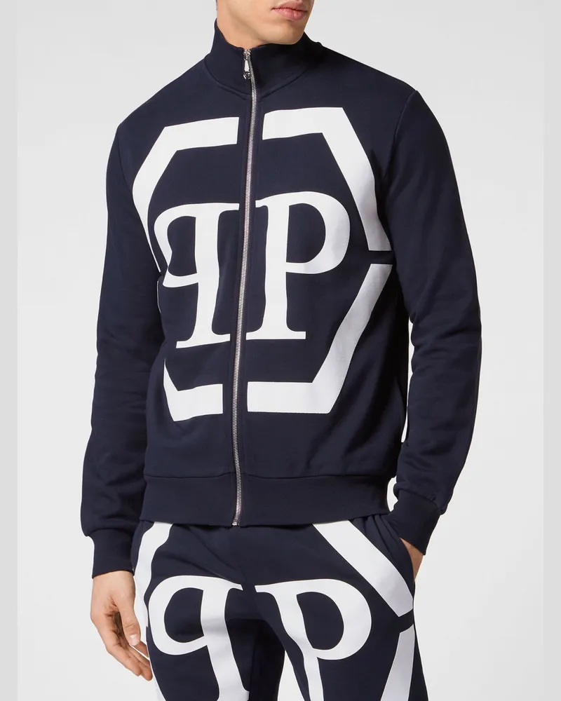 Philipp Plein Sweatjacke aus Baumwolle mit Reißverschluss und Stehkragen Weiß