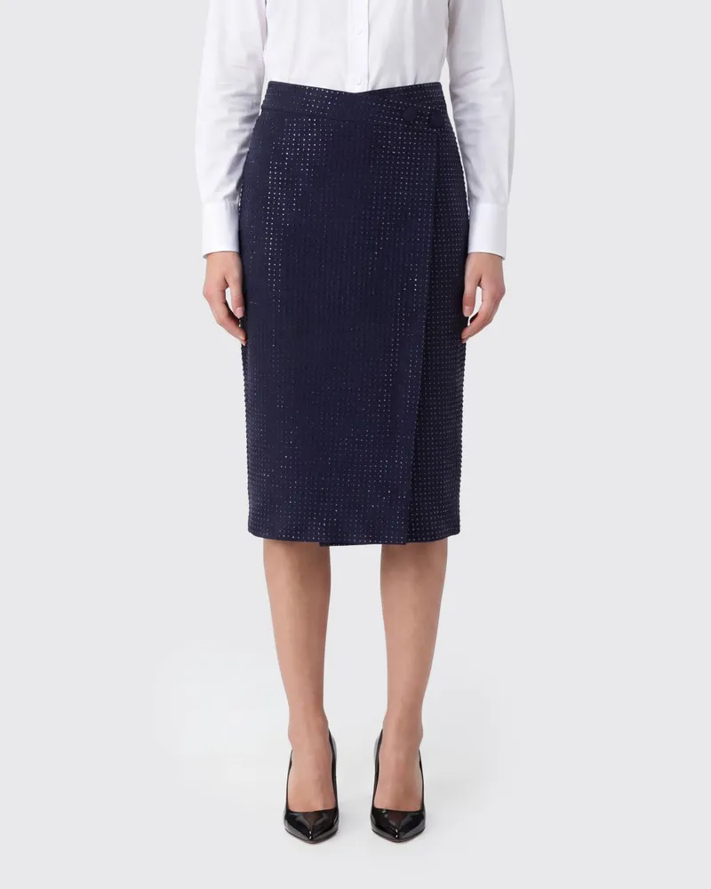 Pinko Strassbesetzter Crêpe-Midi-Wickelrock Blau