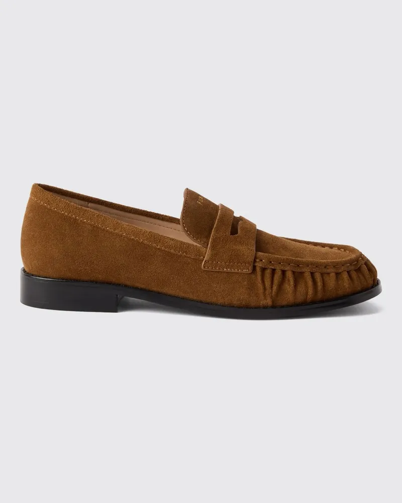 Furla Wildleder-Penny-Loafer mit runder Spitze und Gummisohle Braun
