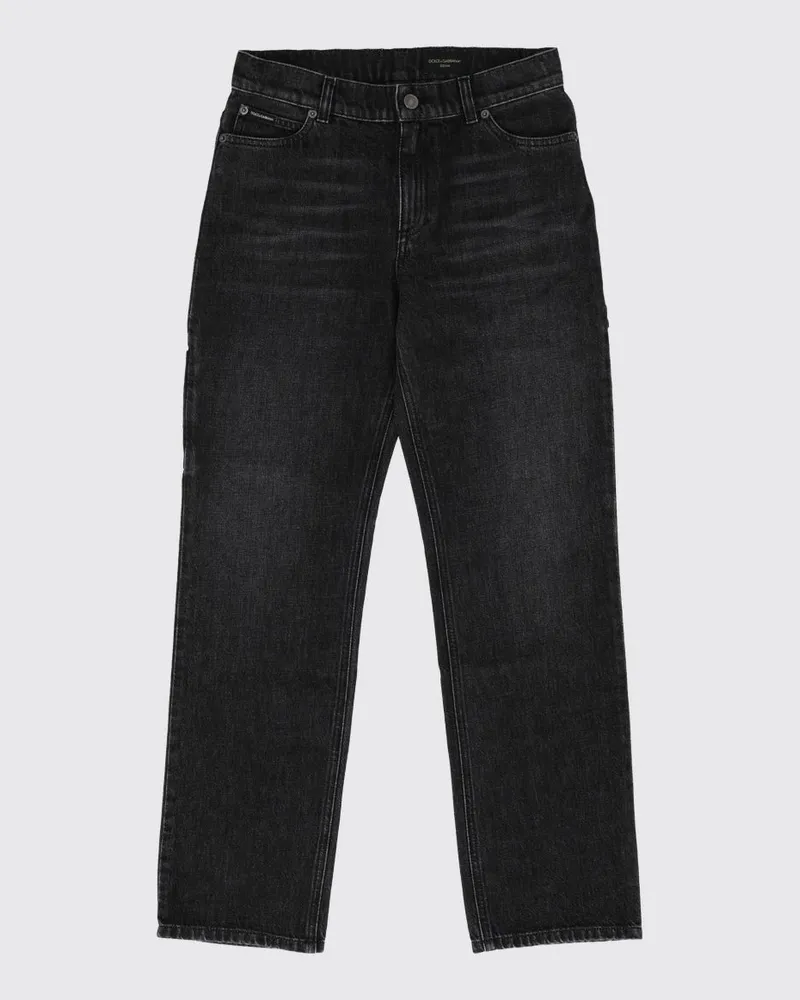 Dolce & Gabbana DOLCE  GABBANA Straight-Fit Jeans Dolce & Gabbana für Jungen mit gesticktem DG-Monogramm Schwarz
