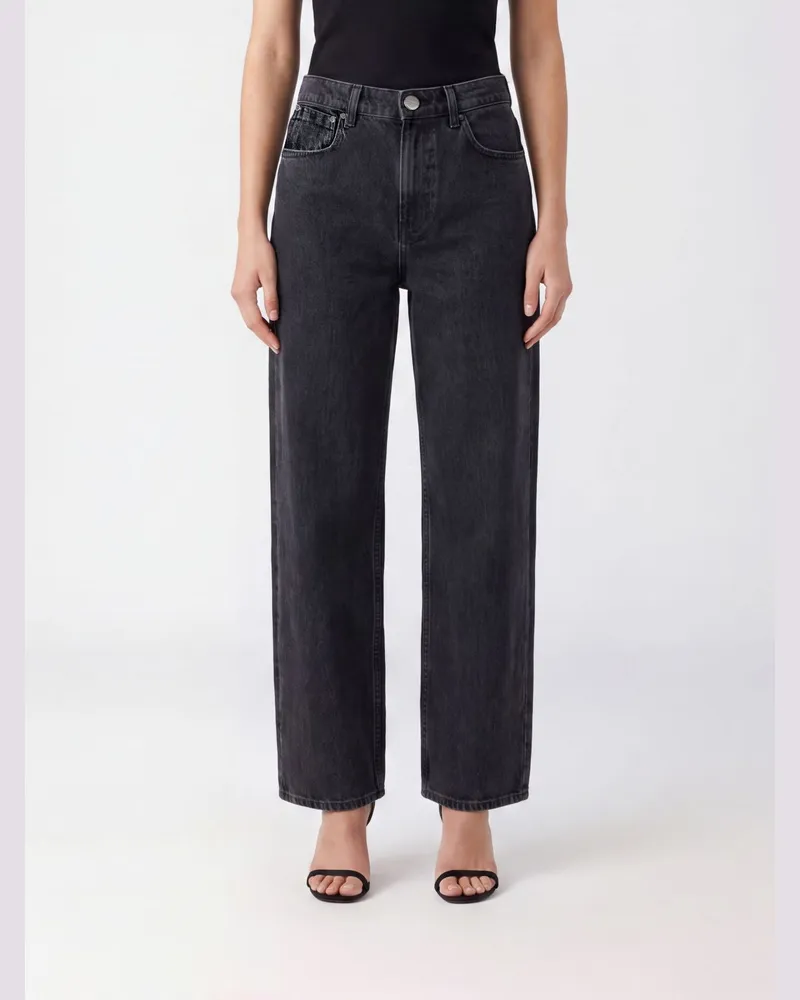 Jil Sander Mid-Rise Straight-Leg Jeans aus schwarzem Baumwolldenim mit 5 Taschen Schwarz